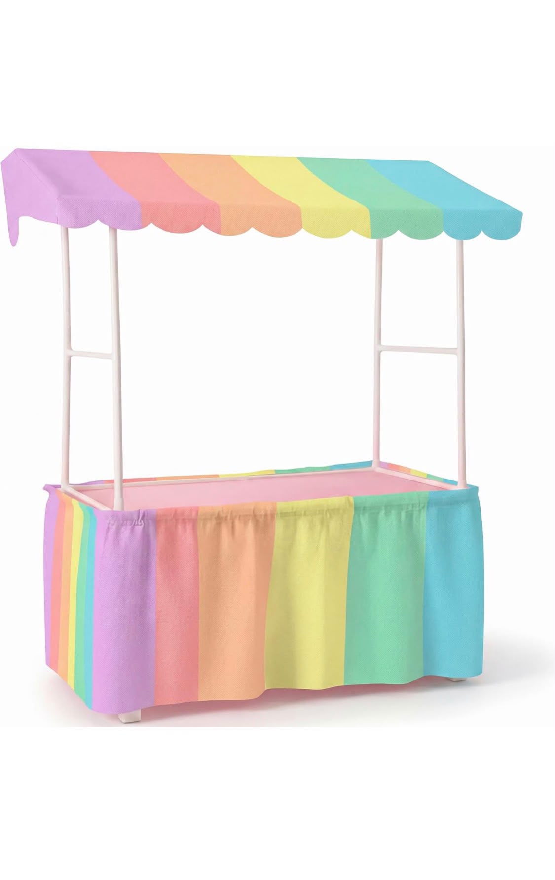 Mesa con toldo de colores pastel
